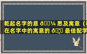 乾起名字的意 🐼 思及寓意（乾在名字中的寓意的 🦁 最佳配字）